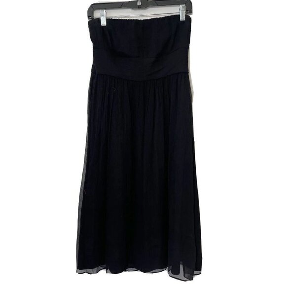 J.CREW Womens Emily Silk Strapless Chiffon Cocktail Dress Black 8 Formal Lined - Picture 1 of 6